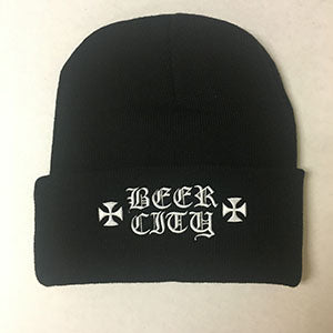 Beer City "Iron Cross" Cuff Beanie (BLACK)