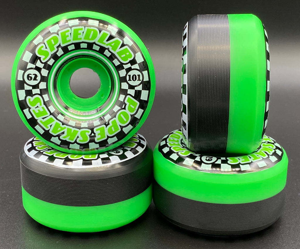 Speedlab "Speedsters" Wheels 62mm/101A (Green/Black Split)